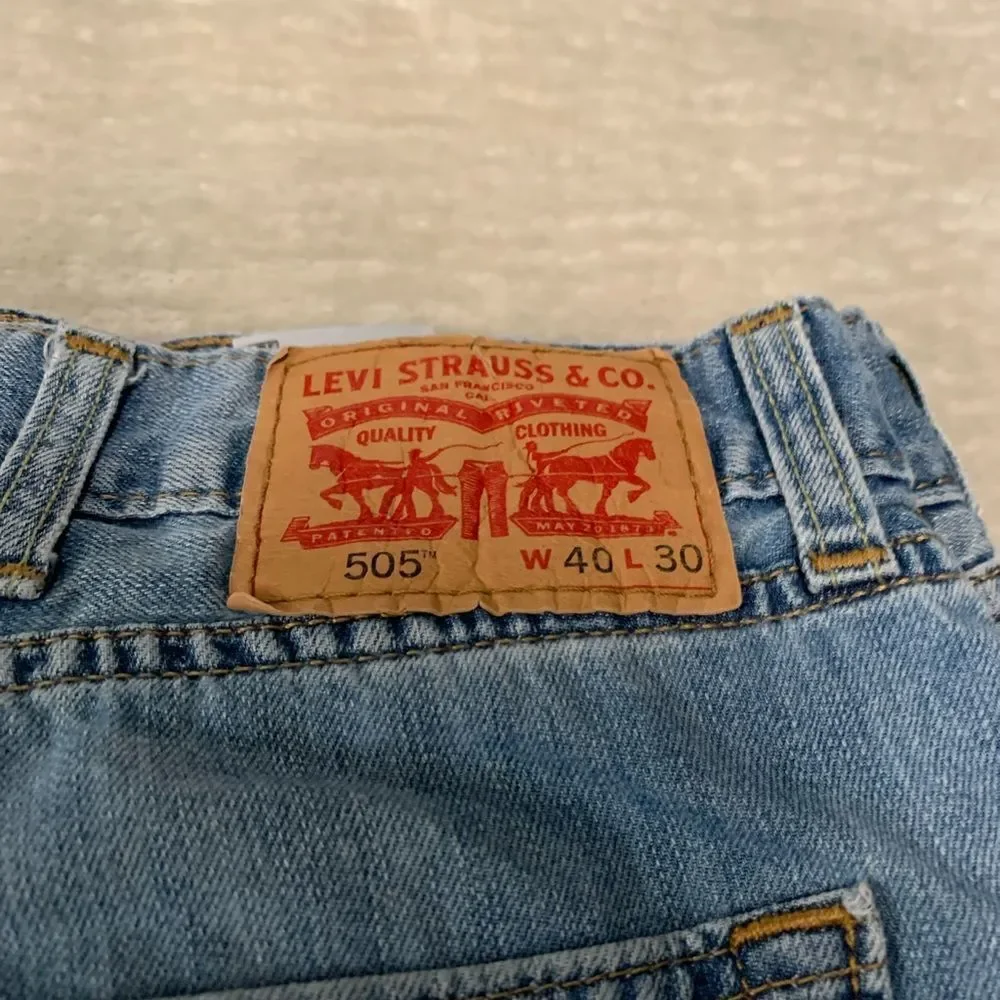 Levi’s 505 Mens 40x30 Straight Leg Denim‎ Blue Jeans Cotton Pants